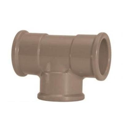 Tee Soldável 50mm com Bolsa em PVC para Tubulação Hidráulica Resistente a 750KPa Plastubos