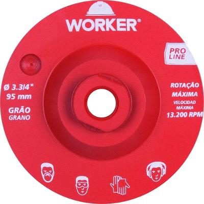 Rebolo Diamantado Liso 95mm M14 Grão 180 para Acabamento e Polimento Worker