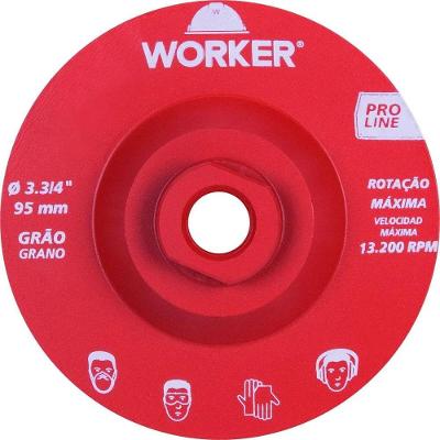 Rebolo Diamantado Liso 95mm M14 Grão 60 com Segmento Liso Alta Concentração Worker 13.200 RPM
