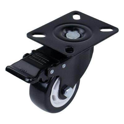Rodízio de Poliuretano Giratório com Freio Integrado Preto Worker 150MM 150KG Bivolt