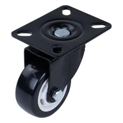 Rodízio de Poliuretano Giratório 40mm Rolagem Suave Preto Worker
