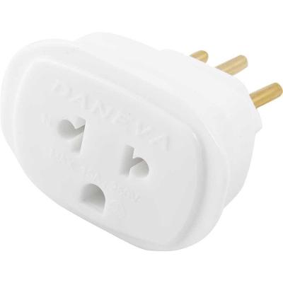 Adaptador de Plugue 1662 para 3 Pinos Redondos com Corrente Até 10A 250V~ Bivolt Branco Daneva