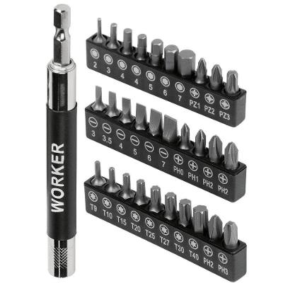 Bits para Parafusadeira Worker 31 Peças 1 25,40mm com Tratamento Térmico Bivolt