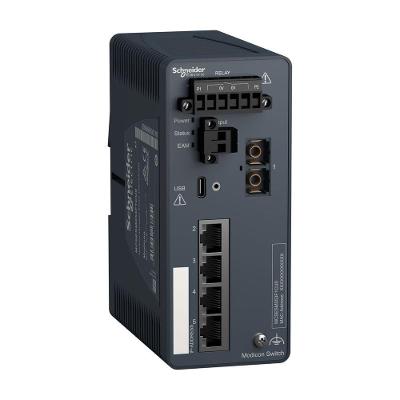 Switch Gerenciável Ethernet MCSESM053F1CU0 com 4 Portas 10-100BASE-TX e 1 Porta 100BASE-FX Schneider
