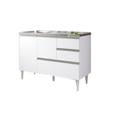 Balcão Maceió para Pia 2 Portas 3 Gavetas 118CM Branco Bymadero Mobilia