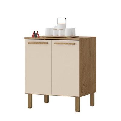 Balcão Clarice 2 Portas sem Gavetas MDP 52CM Amêndoa Off White Milani Movelaria