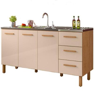 Balcão Fortaleza 3 Portas 3 Gavetas MDF 157CM Amêndoa Milani Conceal