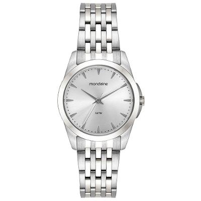 Relógio Feminino Clássico com Index Analógico em Aço Inox Prata Mondaine