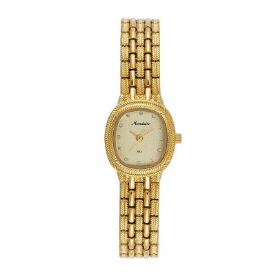 Relógio Feminino Vintage Dourado com Cristais Clássico Metal Champagne Mondaine