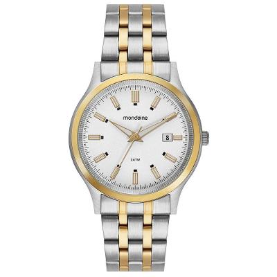 Relógio Masculino Bicolor Analógico com Calendário em Aço Inox Mondaine 38MM