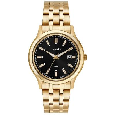 Relógio Masculino Analógico com Calendário em Aço Inox Dourado Mondaine