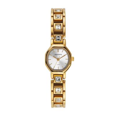 Relógio Feminino Facetado Cristais Analógico com Pulseira em Metal Dourado Mondaine