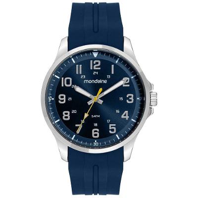 Relógio Masculino Relógio Masculino Analógico Azul Analógico Silicone Azul Mondaine 43MM
