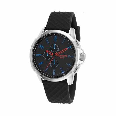 Relógio Masculino Luz e Cor Multifunção Silicone Prata Mondaine 48MM