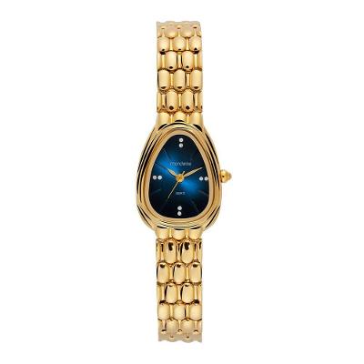 Relógio Feminino Serpens Clássico Metal Dourado Mostrador Azul Mondaine