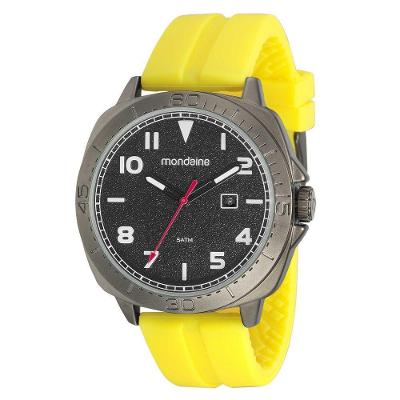 Relógio Masculino Esportivo Silicone Mostrador Brilhoso Amarelo Mondaine