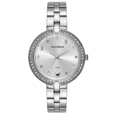Relógio Feminino Analógico Prata com Cristais Aço Inox Mondaine
