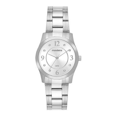 Relógio Feminino Mondaine Prata Analógico com Cristais em Aço Inox 32MM