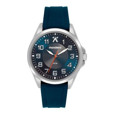 Relógio Masculino Mondaine Analógico LED Pulseira Silicone Fivela Azul Caixa 42MM