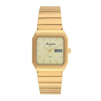 Relógio Masculino Linha 1954 Analógico e Digital Aço Inox Dourado Mondaine