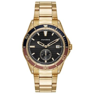 Relógio Masculino Marcação de Segundos em 6h Aço Inox Dourado Mondaine 46MM