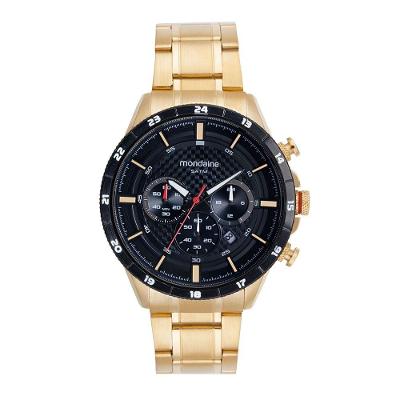 Relógio Masculino Cronógrafo Dourado em Aço Inox Mondaine 45CM