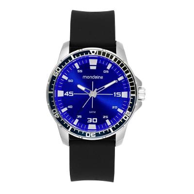 Relógio Masculino Mondaine Clássico Silicone Mostrador Azul Prata