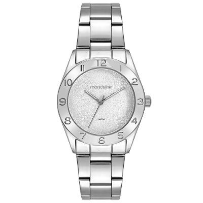 Relógio Feminino Relógio Feminino Prata com Numeração Completa Analógico Aço Inox Prata Mondaine