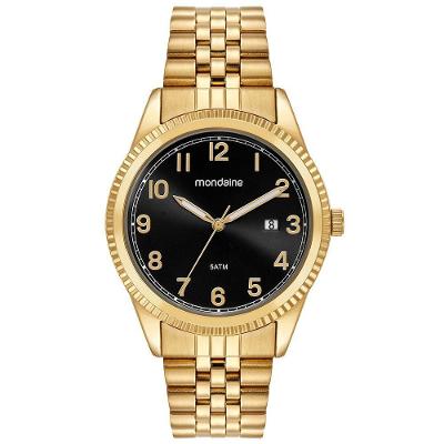Relógio Masculino Jubille Dourado Clássico Aço Inox Analógico 5 ATM Mondaine