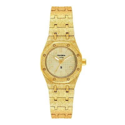 Relógio Feminino Textura Dourado Analógico em Metal com Acabamento Texturizado Mondaine 24MM