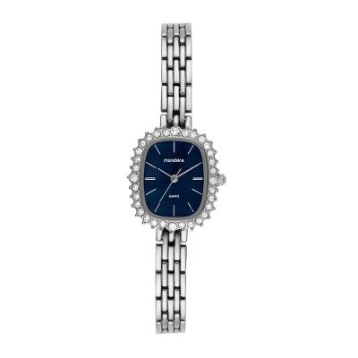 Relógio Feminino Quadrado Cristais Prata com Pulseira em Aço Inox Mondaine