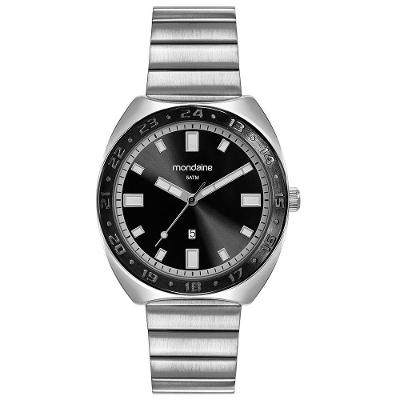 Relógio Masculino Cushion Analógico Metal Calendário Prata Mondaine 39MM