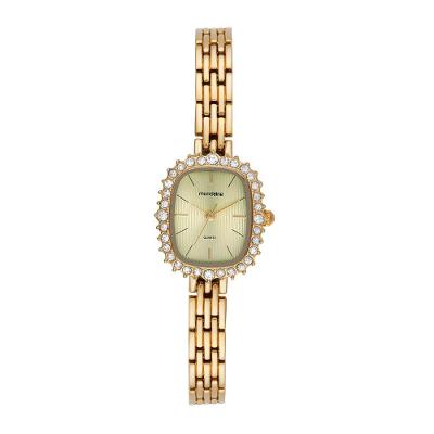 Relógio Feminino Quadrado Cristais em Metal com Diferencial Dourado Mondaine