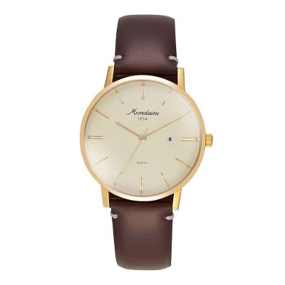 Relógio Unissex 1954 Clássico Pulseira Couro Genuíno Marrom Display LED Mondaine