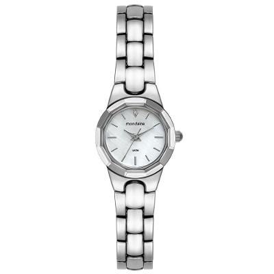 Relógio Feminino Prata Mostrador Madrepérola Analógico Metal Mondaine