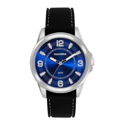 Relógio Masculino Relógio Masculino Prata e Azul Analógico em Silicone Azul Prata Mondaine 45CM
