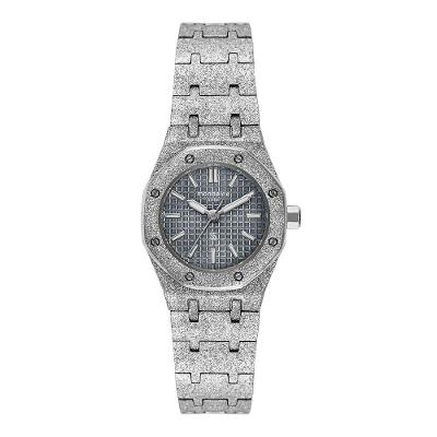 Relógio Feminino Textura Bezel Octogonal Analógico Metal Luminoso Cinza Mondaine