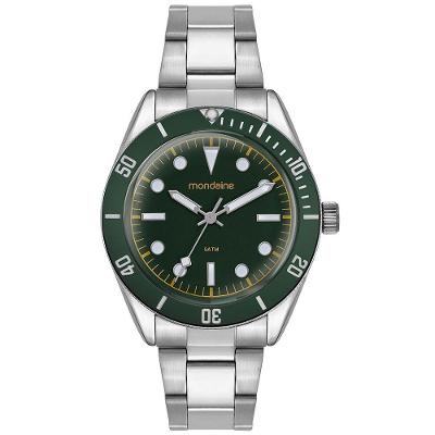 Relógio Masculino Relógio Masculino Verde Aço com Vidro Dome Analógico Aço Inox Verde Mondaine
