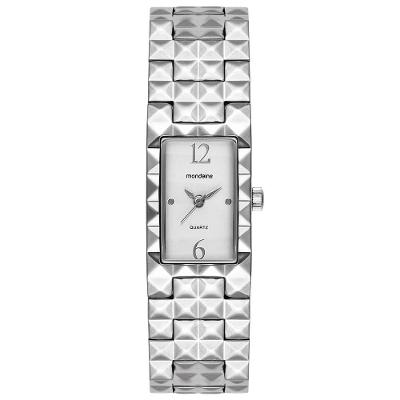 Relógio Feminino Clássico Mondaine Aço Inox All Silver Quadrado Mostrador Prata Metal Prata Mondaine