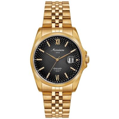 Relógio Masculino 1954 Automático Aço Inox Calendário Preto e Dourado Mondaine