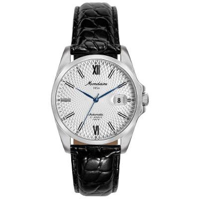 Relógio Masculino 1954 Automático Couro Calendário Branco Mondaine
