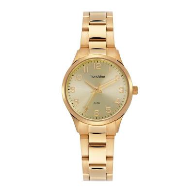 Relógio Feminino Numeração Completa Clássico em Aço Inox Dourado Mondaine 32MM