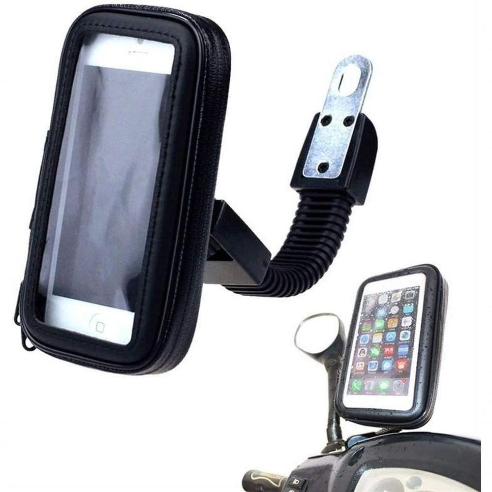 Suporte Capa Moto Retrovisor Prova D'Água Celular Até 6,3 Rt - 1