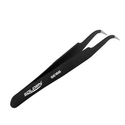 Pinça SE166 com Ponta Curva para Eletrônica e Soldagem Inox Solden 120MM