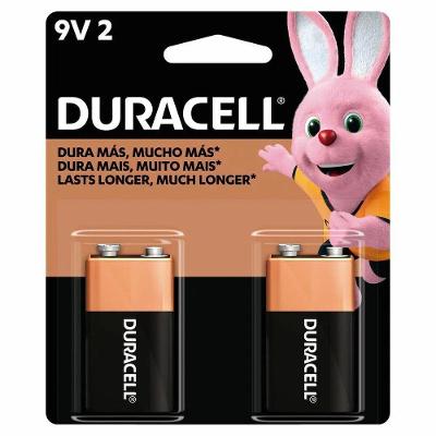 Pilha Bateria Alcalina 9V 2 Peças Desempenho Duradouro Amarelo Duracell