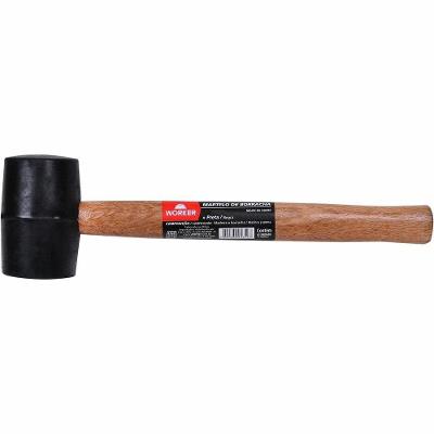 Martelo de Borracha 40mm Assentamento de Pisos Cabo de Madeira Preto Worker