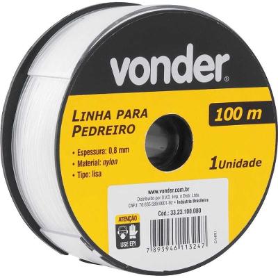 Linha para Pedreiro Lisa 3323100080 com Carretel e UV Vonder 0,8MM X 100M