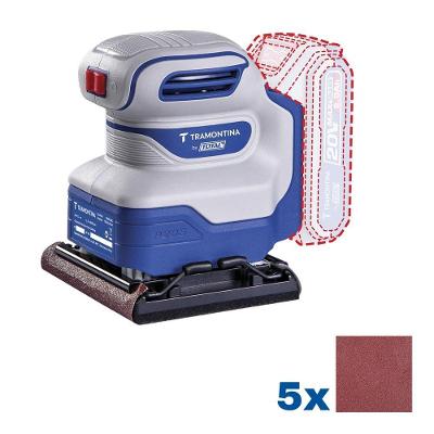 Lixadeira 20V Cordless Sheet Sander para Acabamento em Madeira e Metal 12000 RPM Tramontina