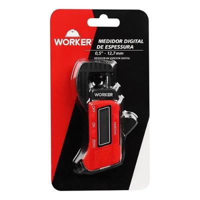 Medidor de Espessura Digital Worker com Alta Precisão 0,01mm Preto 12,7MM