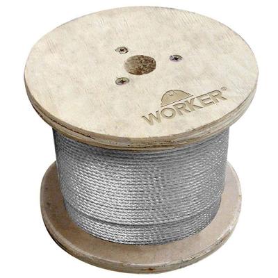 Cabo de Aço 6x7 1-8 Galvanizado com Alma de Fibra Cinza Worker 100M